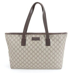 Gucci GG Supreme 181084 Leather Tote Bag Shoulder Handbag Brown Women's